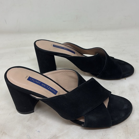 Stuart Weitzman Black Criss Cross suede heeled sandals - Picture 4 of 5